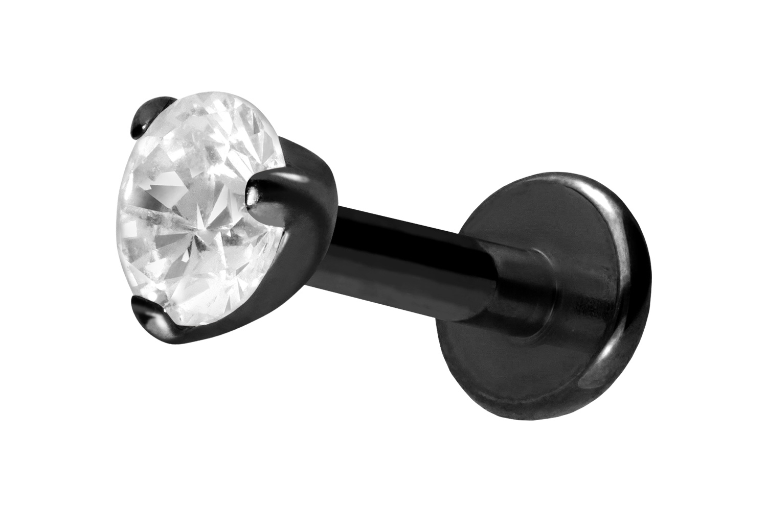 Titan Labret Piercing mit Innengewinde EINGEFASSTER KRISTALL